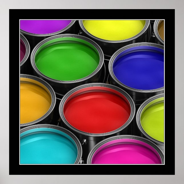Latas de tinta coloridas - Poster (Frente)