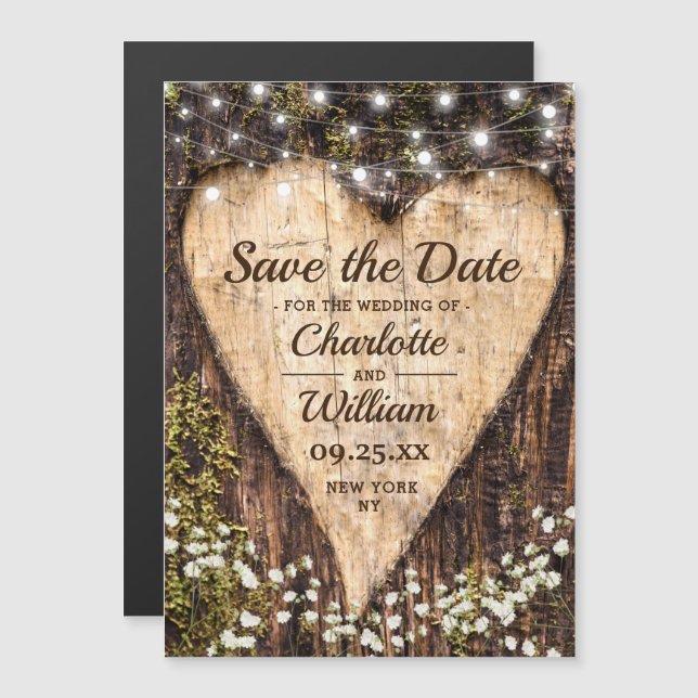 Latido Heart Wedding Save The Date Magnetic Card (Frente/Verso)