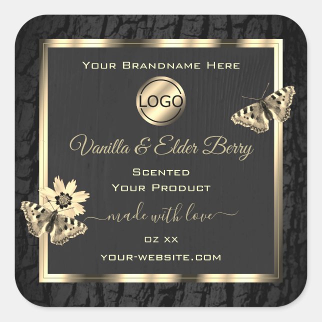 Latido preto Árvore Madeira Graça Dourada Etiqueta (Frente)