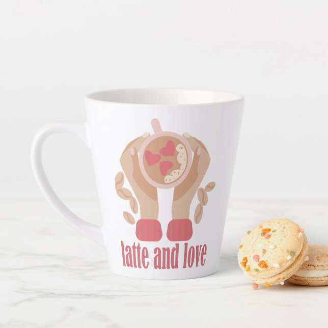 Latite e xícara de amor, mãos e café (In Situ)
