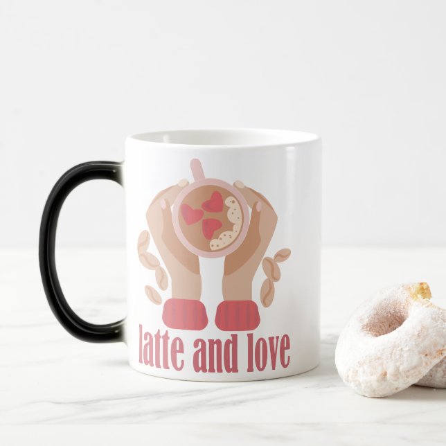 Latite e xícara de amor, mãos e café (Com Donut)