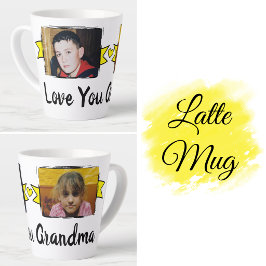 Latte 2 fotos caneca de café com leite amarelo eu amo vo