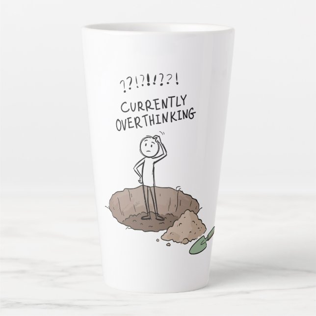 Latte Atualmente Pensando Demais Caneca de Café Engraçad (Frente)