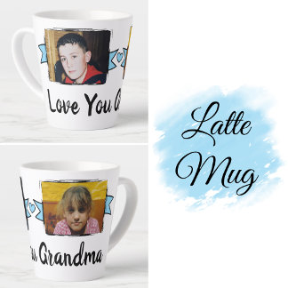 Latte Caneca azul de café com leite com foto de amor pel