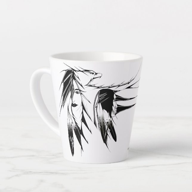 Latte caneca de café Águia de 12 oz (Ângulo esquerdo)