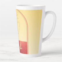Caneca de Café Alta Pastel Amarelo Dourado Assinat