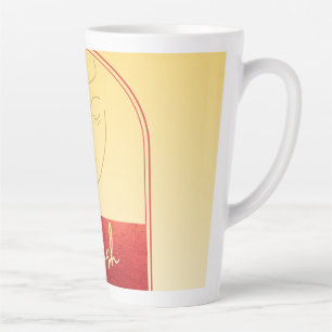 Latte Caneca de Café Alta Pastel Amarelo Dourado Assinat