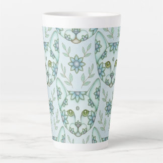 Latte Caneca de Café AQUA GATOS COM FLORES