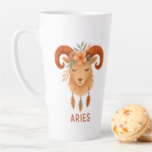 Caneca de Café Aries zodíaco boho aquarela
