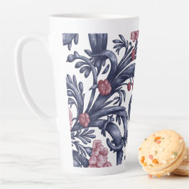Latte Caneca de Café Art Nouveau Azul Rosa