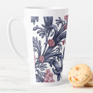 Latte Caneca de Café Art Nouveau Azul Rosa