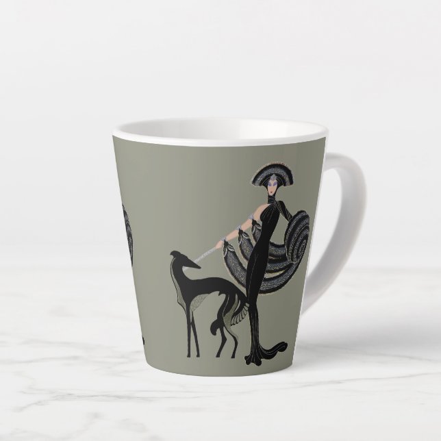 Latte Caneca de Café Borzoi Art Déco (Ângulo direito)