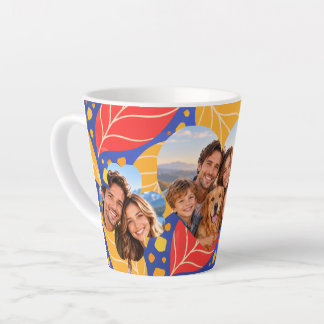 Latte Caneca de Café Botânico Colorida com 3 Fotos Perso