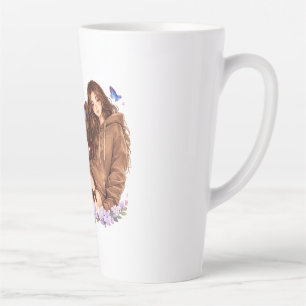 Latte Caneca de Café Butterfly Girl Floresça à Sua Manei