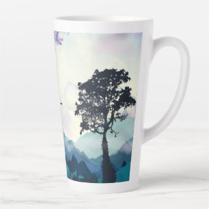 Latte Caneca de Café Cena de Montanha