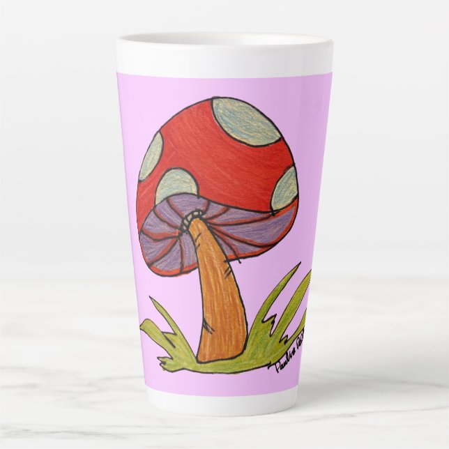 Latte Caneca de Café Cogumelo Vermelho (Frente)