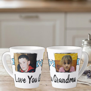Latte Caneca de café com 2 fotos de amor para a vovó azu