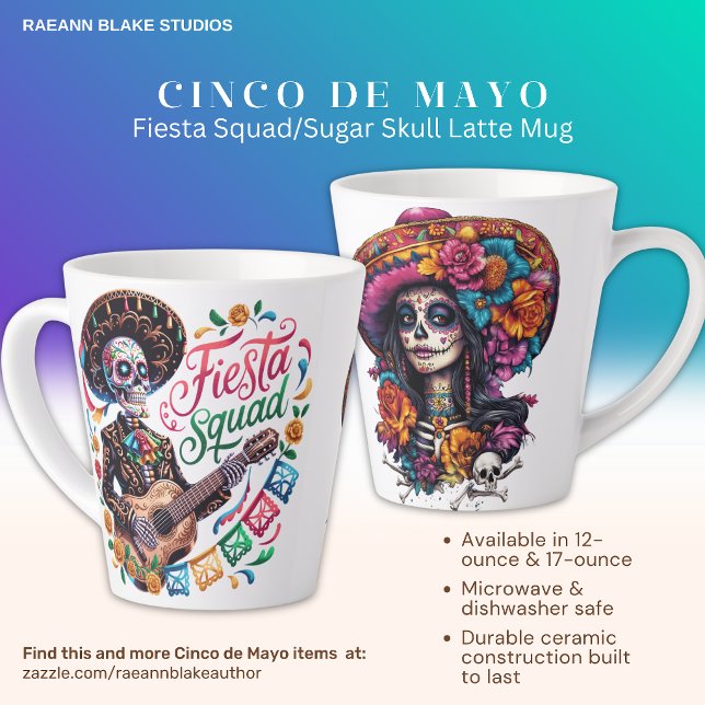 Latte Caneca de Café com Açúcar Crânio da Equipe da Fest (Criador carregado)