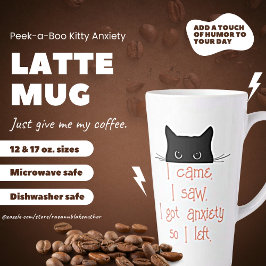 Latte Caneca de Café com Ansiedade do Gatinho Peek-a-Boo