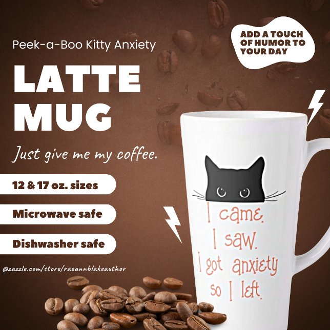 Latte Caneca de Café com Ansiedade do Gatinho Peek-a-Boo (Criador carregado)
