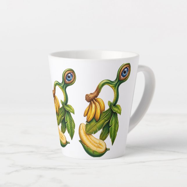Latte Caneca de Café com Arte Abstrata Surrealista (Ângulo direito)