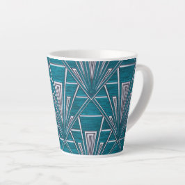 Latte Caneca de Café com Arte Azul Decó