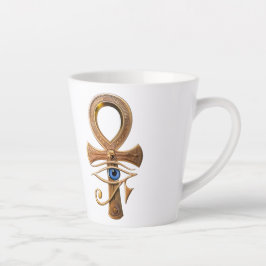 Latte caneca de café com arte do faraó egípcio