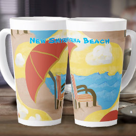 Latte Caneca de Café com Cadeira de Praia Costeira Perso