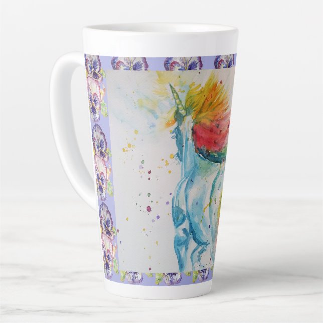 Latte Caneca de Café com Cavalos Arco-íris Unicórnio Aqu (Ângulo esquerdo)