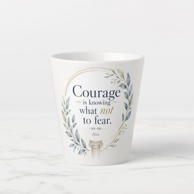 Latte Caneca de Café com Citação Inspiradora de Platão (Frente)