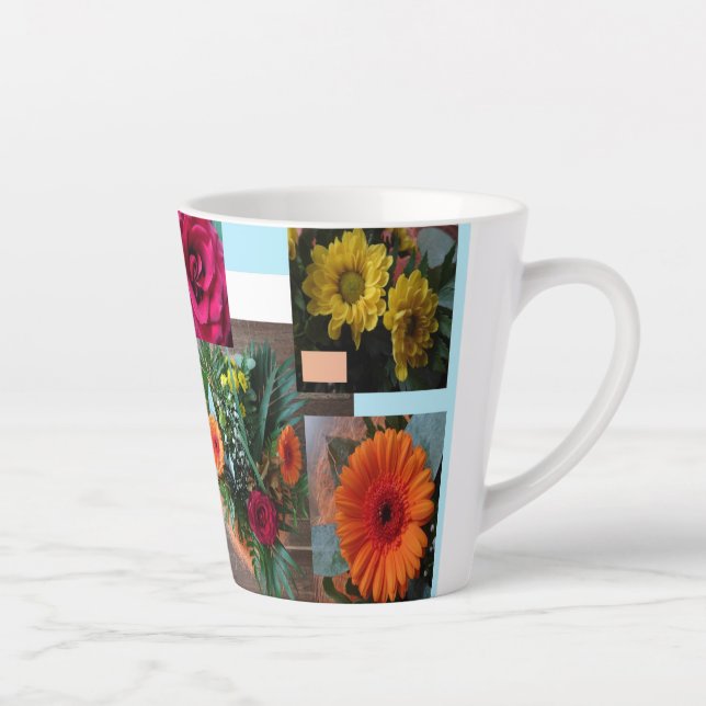 Latte Caneca de Café com Colagem de Flores de Outono (Direita)
