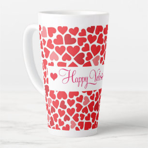Latte Caneca de Café com Corações Vermelhos