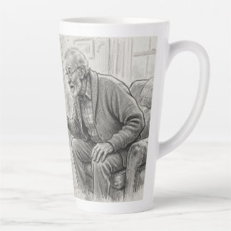 Latte Caneca de Café com Desenho a Lápis do Visitante ao