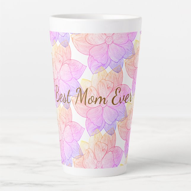 Latte Caneca de Café com Desenho Floral Artístico "Melho (Frente)