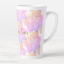 Latte Caneca de Café com Desenho Floral Artístico "Melho