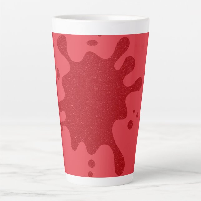 Latte Caneca de Café com Design de Gotejamento Vermelho  (Frente)