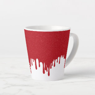 Latte Caneca de Café com Design de Gotejamento Vermelho