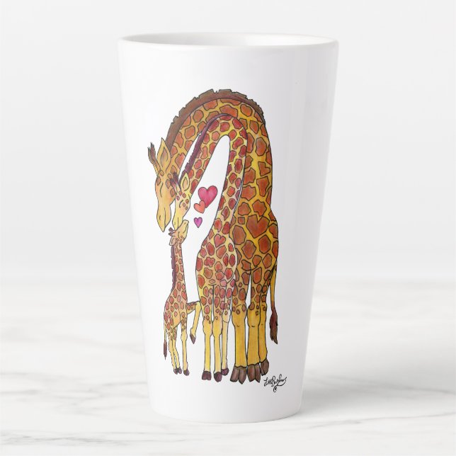 Latte Caneca de Café com Família de Girafa (Frente)