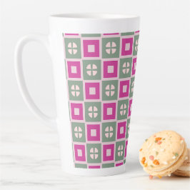 Latte Caneca de Café com Flor de Caixa Verde e Magenta