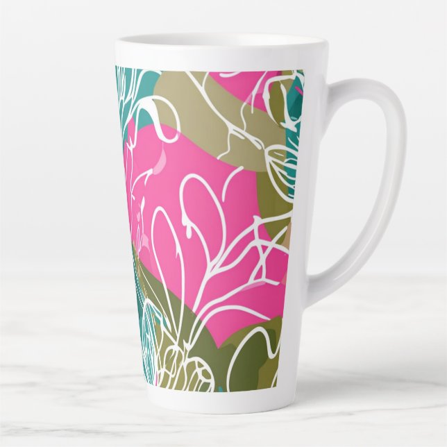Latte Caneca de Café com Flor de Protea em Aquarela Trop (Direita)