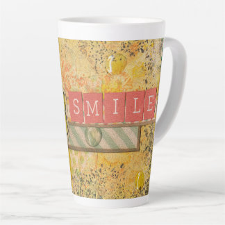Latte Caneca de Café com Flores Artísticas e Inspiradora