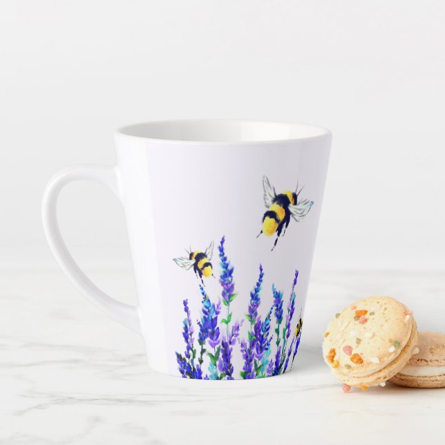 Latte Caneca de Café com Flores de Primavera e Abelhas V (In Situ)