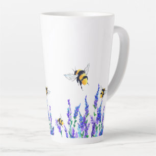 Latte Caneca de Café com Flores de Primavera e Abelhas V