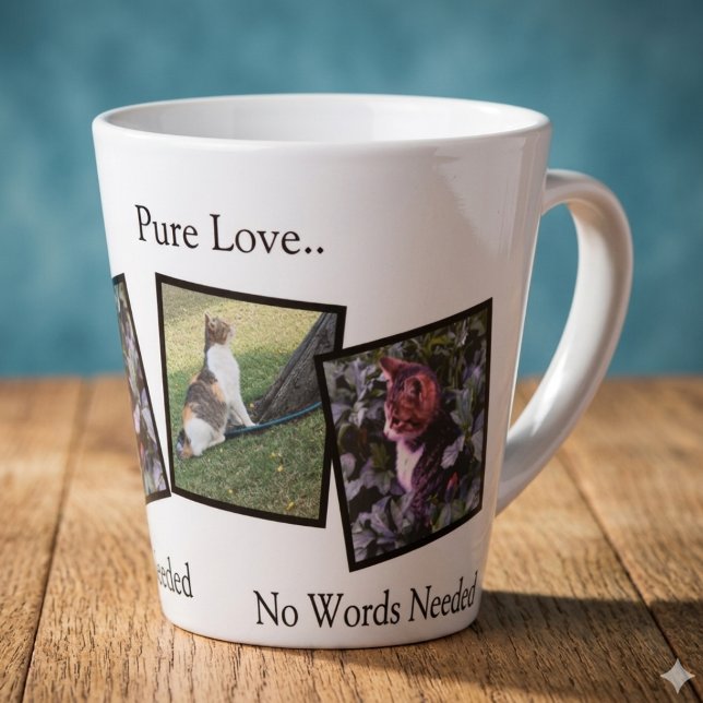 Latte Caneca de Café com Foto Personalizada de Animal de (Fully customizable coffee mug with photos for pet lover)