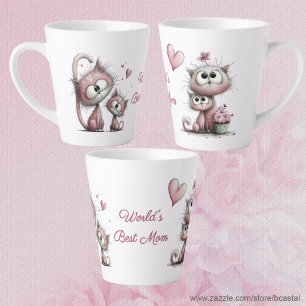 Latte Caneca de Café com Ilustrações de Gatos Adoráveis