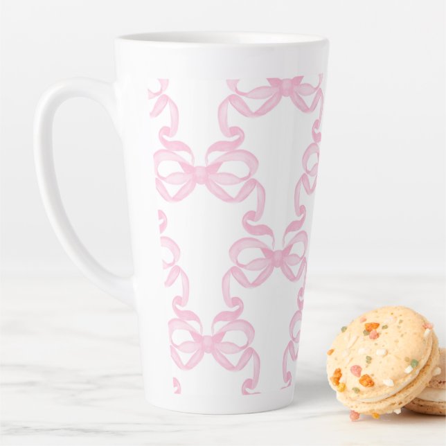 Latte Caneca de café com laço rosa (In Situ)