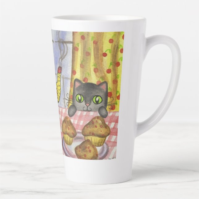 Latte Caneca de Café com Leite de Gato Presente (Direita)