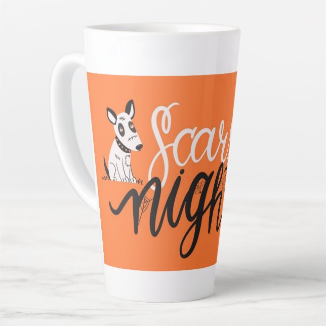 Latte Caneca de Café com Leite de Halloween de Gato e Ca (Ângulo esquerdo)
