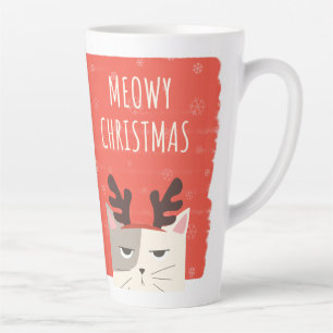 LATTE CANECA DE CAFÉ COM LEITE ENGRAÇADA DE GATO NATAL M