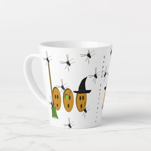 Latte Caneca de Café com Leite Feliz Halloween (Ângulo esquerdo)